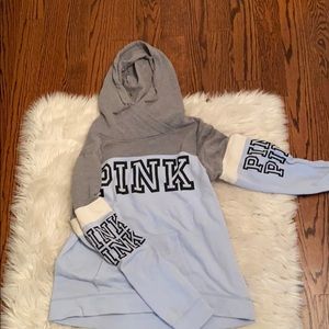 PINK blue and grey sweatshirt